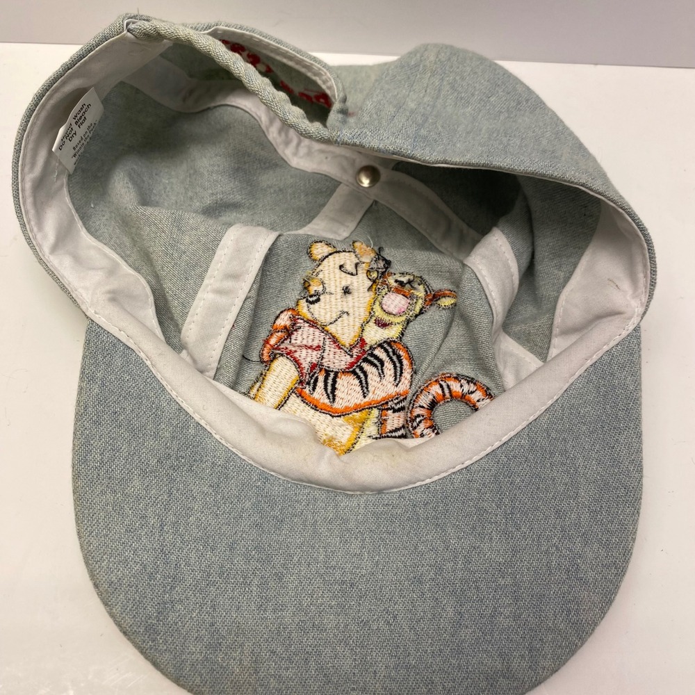 VTG Kids Winnie the Pooh Tigger Hug Denim Baseball Cap Best Buddies Embroidered - Picture 7 of 7